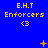 Blue background with yellow text "E.H.T Enforcers" and a yellow '<3' symbol, featuring animated orange star-like elements that change position and size across frames.