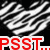 A split-screen image with four distinct sections: top-left black-and-white stripes, bottom-left blue text on white background, top-right peace symbol with pink text, and a blank gray section.