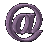 Purple @ symbol in circular frame rotates through multiple angles against light gray background.
