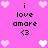 Pixelated pink background with heart symbols and text 'i love amare <3' in black, arranged in a pattern
