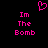 Pixelated pink text and heart symbol on black background, with identical left and right sections displaying "Im The Bomb" vertically.