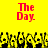 Yellow background with red pixelated text 'The Day' repeated twice above a of black and yellow pixelated figures
