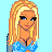 Pixelated image of a blonde woman with blue eyes wearing a blue top, next to a colorful background with the text STACY.