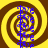 Four identical spiral patterns with alternating yellow and brown rings, each containing a vertical blue line of small square shapes.
