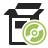 Black and white document icon with a green circular symbol overlapping its right side, all on a light gray background.