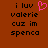Brown background with black text reading 'i luv valerie cuz im spenca' and a pink pixelated heart symbol on the left side.