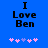 Blue background with black text "I Love Ben" and five pink/purple pixelated flower icons below, two versions showing animation changes in the flowers.