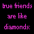 Pixelated text-based image with pink text on black background featuring diamond and autumn leaf symbols.