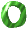 Green ring-shaped icon with varying light reflections and surface textures