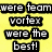Yellow and black pixelated text with a silhouette figure on white background, displaying phrases about being the best and pest
