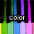 Pixelated vertical stripes in green, blue, purple, pink, yellow, and black with overlaid text fragments on black backgrounds.