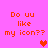 Pixelated text and heart symbols on a bright pink background with orange lettering.