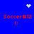 Blue background with red text 'Soccer#12', four pixelated icons, and a small white heart at top center.