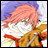 Pixelated anime-style character with pink hair and yellow outfit on left, black background with white text "Anime IM" and signature on right.