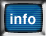 Blue square button with white text 'info' in various orientations , some frames show motion blur on the text