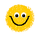 Two yellow pixelated smiley faces with black outlines, one with open eyes and the other with closed eyes, on a gray background.