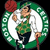 Green circular logo with white text reading 'BOSTON CELTICS' around the edge, featuring a cartoon figure in green vest, white shirt, black pants, and green cap holding a red cane and red ball.
