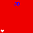 Red background with blue 'JD' text and white heart clusters in various arrangements.