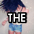 Four static display text overlays on images of a person in casual clothing with blue hair