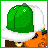 Animated pixel art of an orange-skinned character in various poses with green and white accessories, displaying 'Brazilian Mami' text.