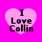 Four identical pink heart-shaped icons with black text "I Love Collin" on a bright magenta background, arranged in a