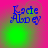 Blue text 'Kacie' and 'Alley' on a pink and green gradient background with shifting green light effects.
