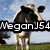 A four- shows a cow in various poses with overlaid text reading "MeganJ54 Loves Cows" across the
