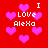 Red background with pink heart shapes and repeated text "I LOVE Alexa" in white pixelated font.