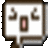 Pixelated icon with brown border and white background showing two curved shapes flanking a central pink rectangle.