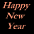 A static contact sheet of a New Year countdown animation featuring peach-colored text on black background with "Happy New Year" and numbers 5 through 1.