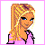 Pixelated cartoon character with blonde hair, blue eyes, and a pink top; partial views of torso and mermaid tail; handwritten text reading "SPARKLE AND SHINE" and "*ALLY*".