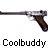 Pixelated static icon of a silver and brown pistol with visible text "Coolbuddy" below it on white background.