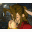Animated sequence showing a character with brown hair in red clothing transitioning to blonde hair against dark backgrounds.