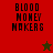 Four display 'BLOOD MONEY MAKERS' text with a green star on red background and red star on dark green background