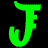 A static contact sheet of three green stylized J-shaped icons on a black background with one gray square, each frame showing identical design elements.