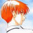 A 48x48 pixel animated buddy icon featuring a side-profile character with orange hair against a light blue background, paired with a black panel displaying "Anime IM" and "COM" text in white pixelated font.