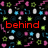 Pixelated icon with black background, colorful geometric shapes, and text words 'behind', 'bars', 'singing', 'silent', 'lullabys' in red and white.