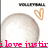 A static pixelated image shows a large crescent moon with a heart symbol and partial red text reading 'i love justin' at the bottom.