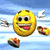 A yellow emoji-like character with varied expressions and poses against colorful backgrounds, including a smiling face with open mouth, a hand-to-ear gesture, and text overlay.