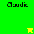 Green and yellow pixelated with 'Claudia' text in black, featuring a yellow star on green background and green star on yellow background