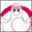 Pixelated character with pink hair and red side sections, wearing a white outfit with gray accents against a green background displaying 'OriginalIcons.com' text.