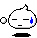 Pixelated white character with closed eyes, blue tear drop, and black mouth on gray background; four variations show bubble and shadow position changes.