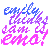 Pixelated text in blue, purple, and pink hues on a white background with gray outlines.