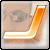 A pixelated L-shaped object with gradient orange and white coloring on a light brown background with faint gray swirls.