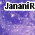 four shows the same text "JananiR" over different backgrounds with varying color palettes and pixelation levels