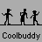 A 4-frame contact sheet of pixelated stick figures dancing in various poses with the text "Coolbuddy" repeated below, displayed on a gray background.