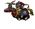 Pixelated knight on horseback holding a hammer, wearing armor with red and blue accents, shield displaying 'J' symbol.