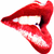 Red lips with white teeth and a visible tongue, rendered in pixelated style against a plain background.