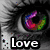 Four- of pixelated images with text labels: top-left eye with rainbow colors, top-right hand forming heart with rainbow flag, bottom-left eye with rainbow colors and green tear, bottom-right heart-shaped toast