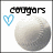 A static buddy icon with a light gray sphere, blue heart symbol, and text reading 'cougars' in black pixelated font.